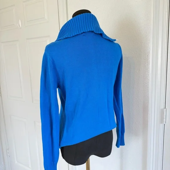 Lauren Ralph Lauren Blue Cotton Sweater Snap Collar Pullover Preppy Size Small - Picture 7 of 10